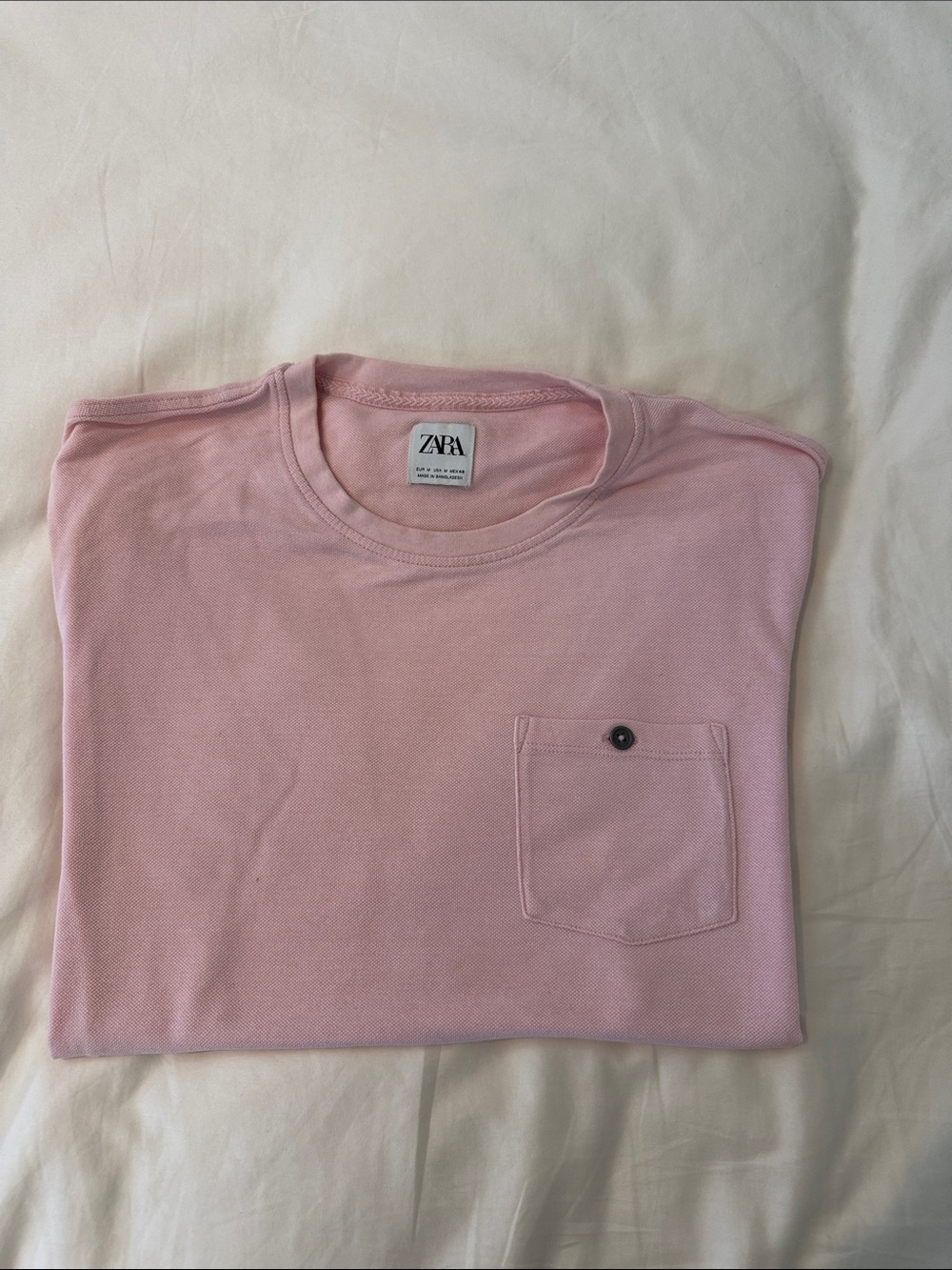 Zara Men’s Light Pink Short-Sleeve Pocket Tee